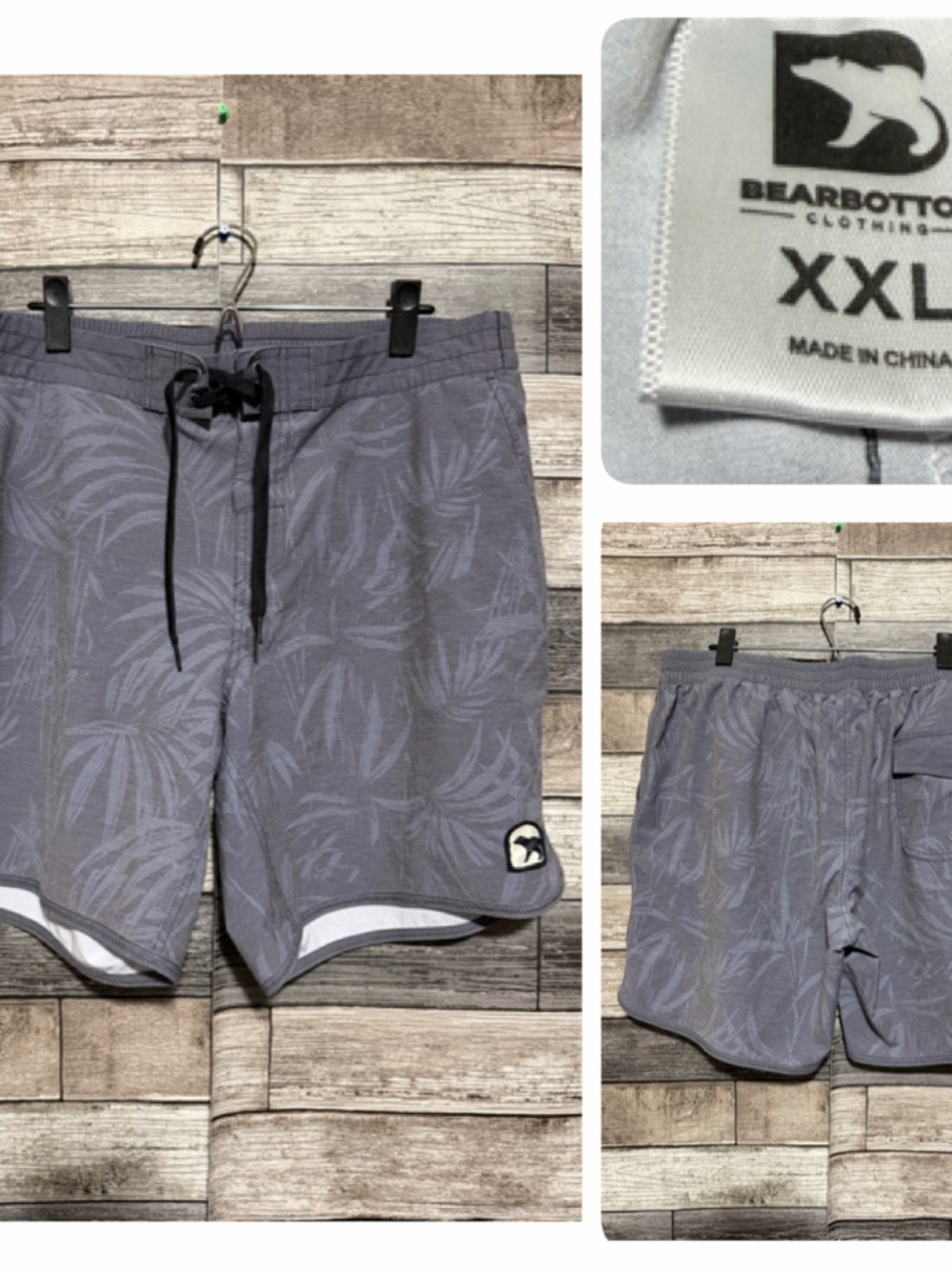 Bear Bottom Floral Boardshorts Men’s XXL Gray Blue (Inseam 8) Drawstring